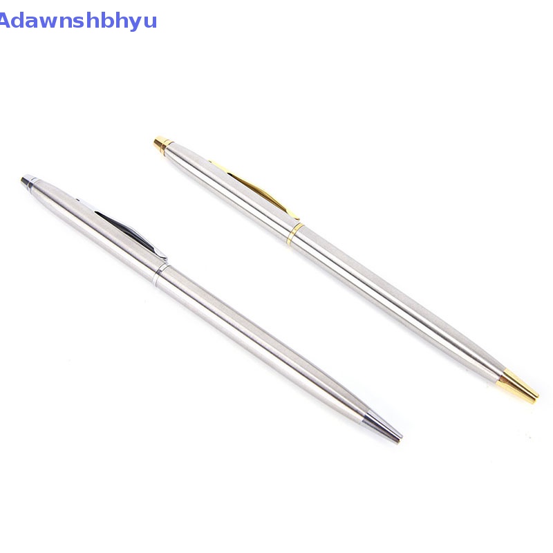 Adhyu 1pc Bolpoin Metal Alat Tulis Stainless Steel Rod Rotag Pen Ballpen ID