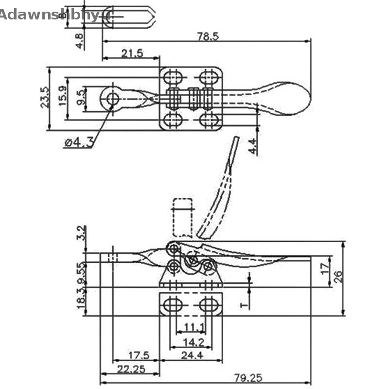 Adhyu GH-201A Clamp Quick-Release Toggle Klem Vertical Toggle Clamp Hand Clip Alat ID