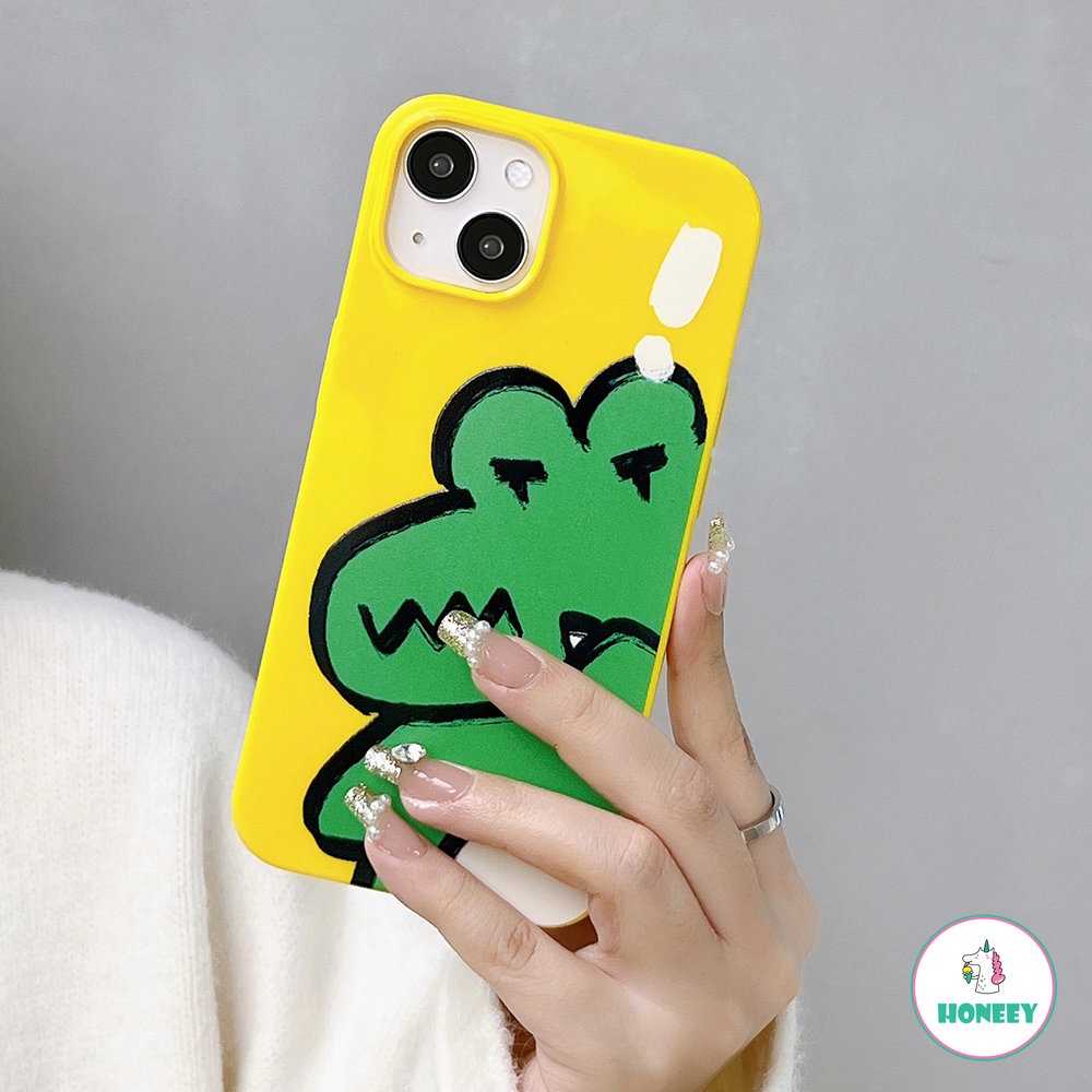 Casing Buaya Graffiti Lucu Untuk iPhone 11 Pro Max12 13 14 Pro Max7 8 Plus XS XR Fashion Glossy Lembut TPU Ponsel Penutup Belakang