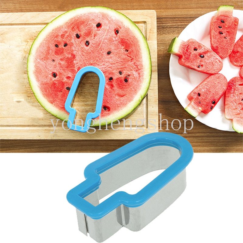 Kreatif Stainless Steel Watermelon Slicer Cutting Cetakan Popsicle Berbentuk Buah Air Melon Cutter Cookie Sandwich Mold Aksesoris Dapur