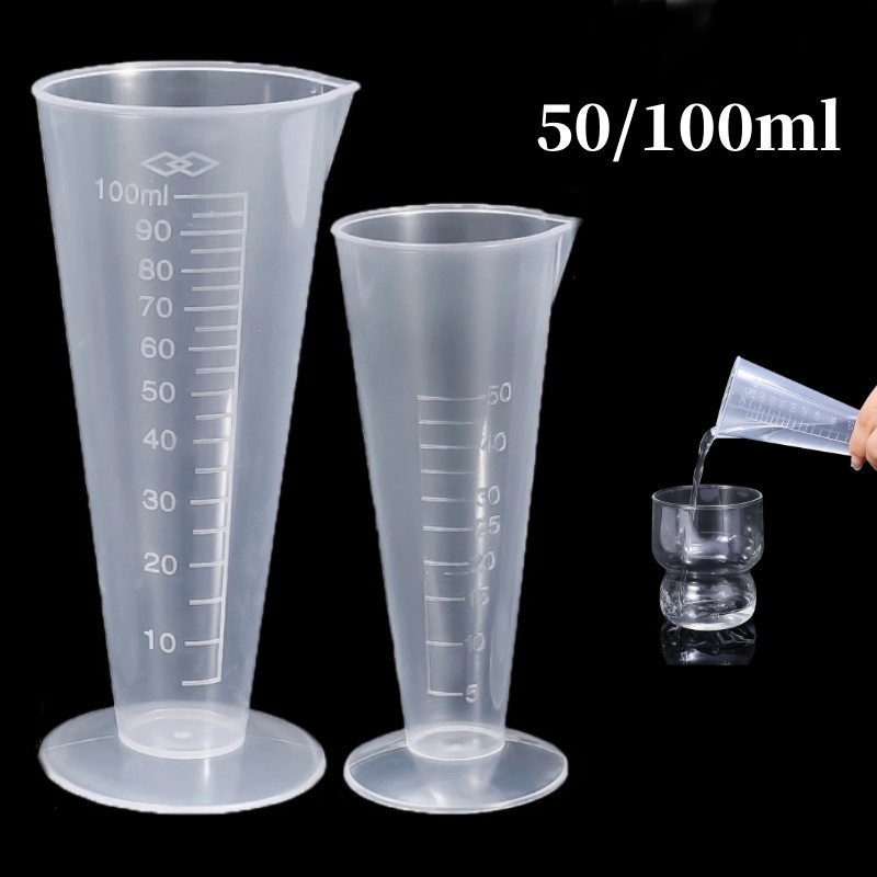 Gelas Ukur Plastik Transparan 50/100Ml/Reusable Scale Kitchen Tool/Gelas Mixing Transparan