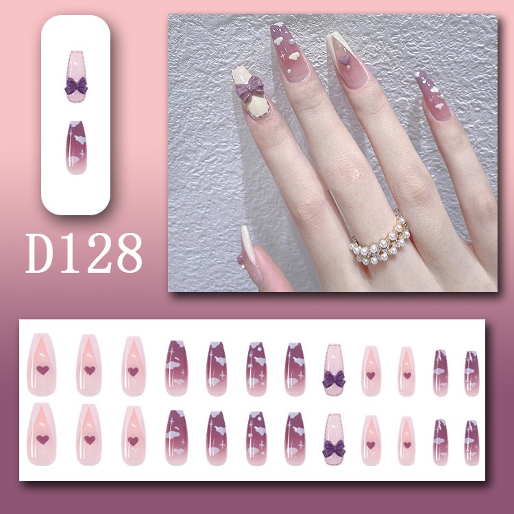 Z128 24Pcs DIY Kuku Palsu French Cool Finger Nail Art Stiker Kuku Palsu