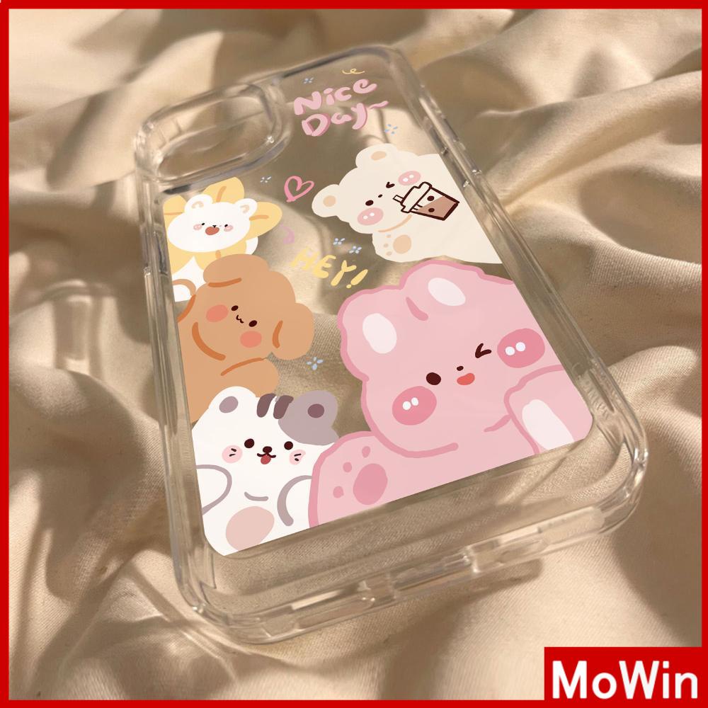 For iPhone 14 Pro Max iPhone Case Clear Case TPU Soft Case Shockproof Plating Button Cute Cartoon Bear Rabbit Compatible with iPhone 13 Pro max 12 Pro Max 11 xr xs max 7Plus 8Plus