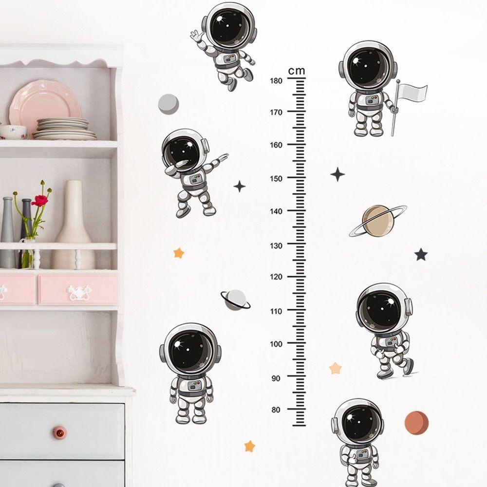 NEEDWAY Needway Pengukur Tinggi Badan Stiker Dinding Lucu Praktis Astronot Perlengkapan Perawatan Bayi PVC Sun Planet Baby Nursery Wall Decals