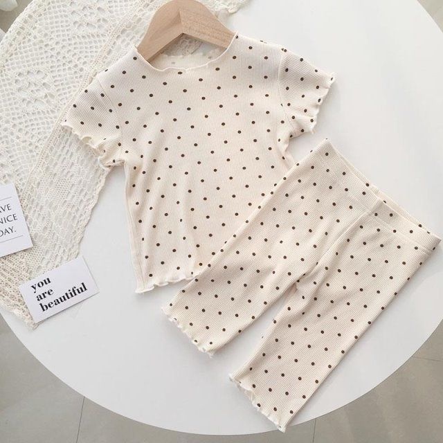 BOBOHO - PIYAMA ANAK SETELAN BAJU TIDUR ANAK PEREMPUAN LENGAN PENDEK MOTIF POLKA DOT IMPORT PART 3