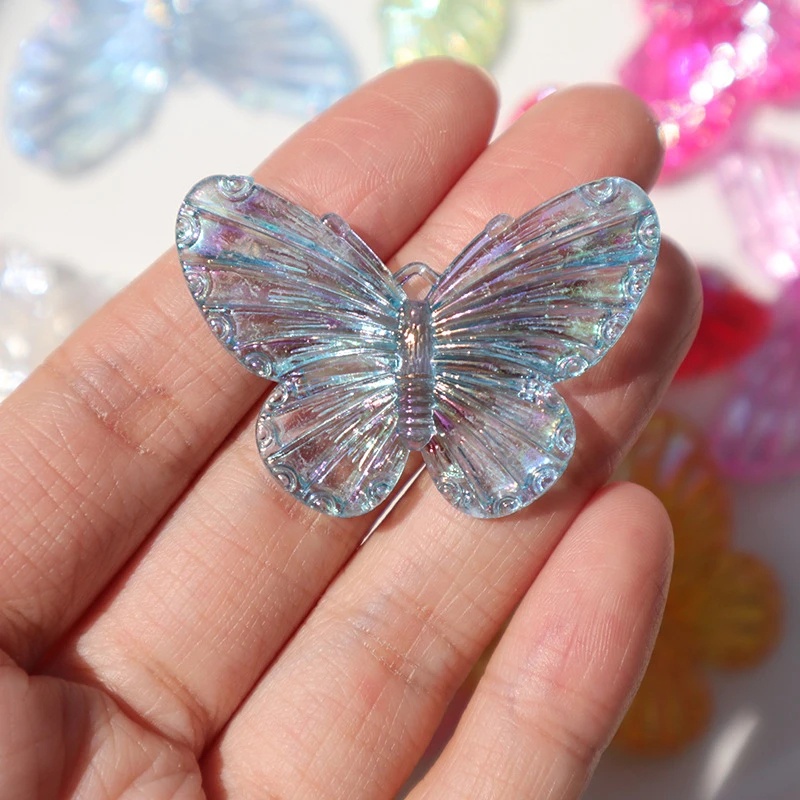 [HOT Sale]butterfly Bentuk Handmade Warna-Warni Resin Kartun DIY Perhiasan Anting Aksesoris Warna Acak 1Pc Telepon Liontin Transparan Serba Guna