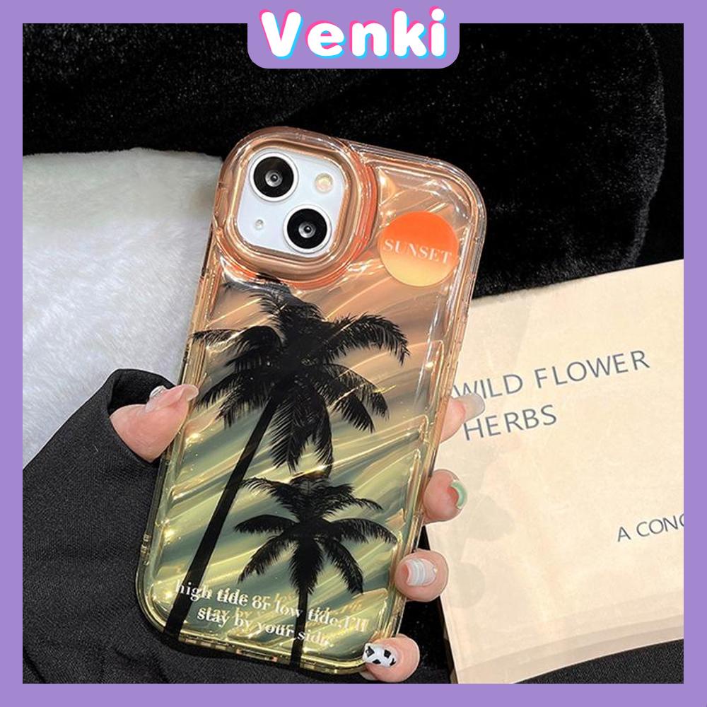 VENKI - For iPhone 11 iPhone Case Laser Reflective Transparent Phone Case TPU Soft Shockproof Airbag Shell Protective Summer Palm Compatible with iPhone 14 13 Pro max 12 Pro Max