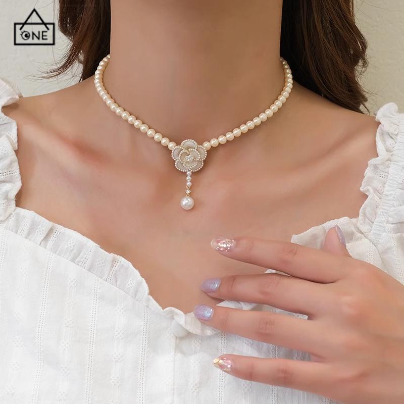 COD❤️Kalung Liontin Camellia Untuk Wanita Gaya Korea Fashion Accessories-A.one