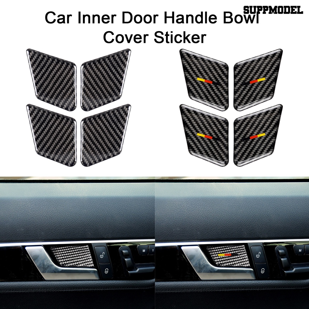 [SM Auto] 4Pcs Door Bowl Handle Sticker Profesional Serat Karbon Interior Mobil Gagang Pintu Mangkok Panel Cover Lis Untuk C-Class Lama E-Class Lama