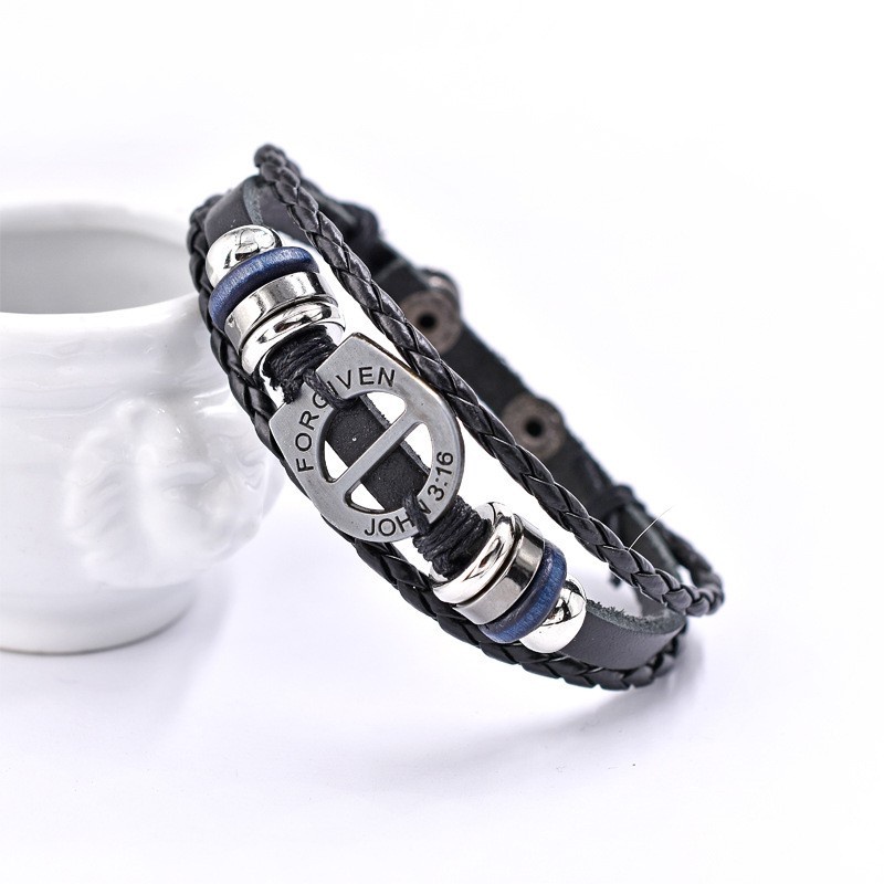 Z H Perhiasan Vintage Rock Kulit Gelang Pria Dan Wanita Fashion Stainless Steel Multilayer Manik-Manik PU Gelang Punk Pesta Perhiasan Aksesoris