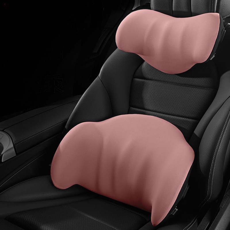 Car Lumbar Support Headrest Neck Pillow Support Universal Bantal Leher Empuk Cushion Car Memory Foam Bantal Lumbar Penyangga Punggung