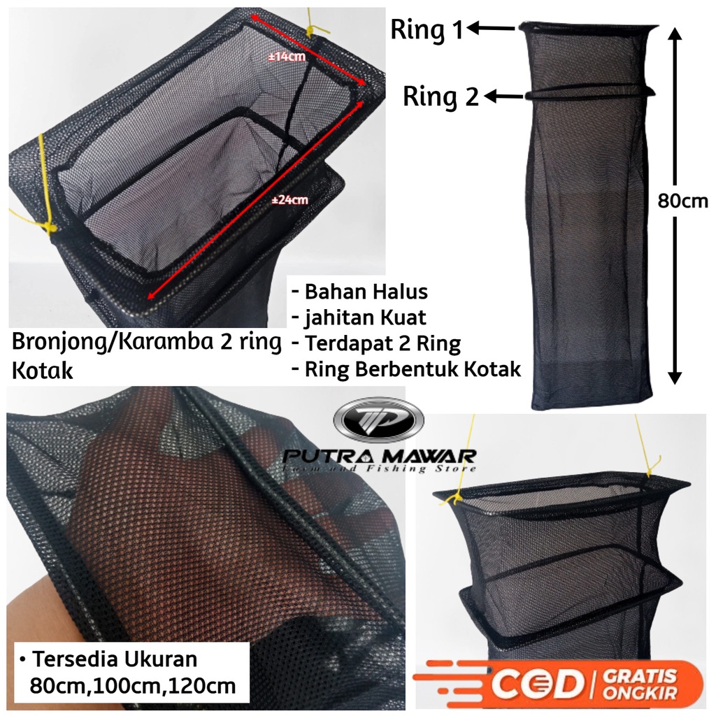 Korang Koja Kerumbu / Kantong Wadah Ikan Karamba Model 2 Ring Kotak Buat Tempat Hasil Mancing Murah 