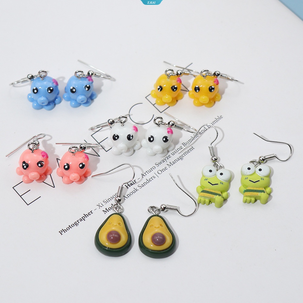 Kreatif Fashion Kartun Hewan Perhiasan Perhiasan Perempuan Gadis Lucu Katak Tikus Kelinci Panda Dinosaurus Pikachu Anting Kecil Indah [ZK]