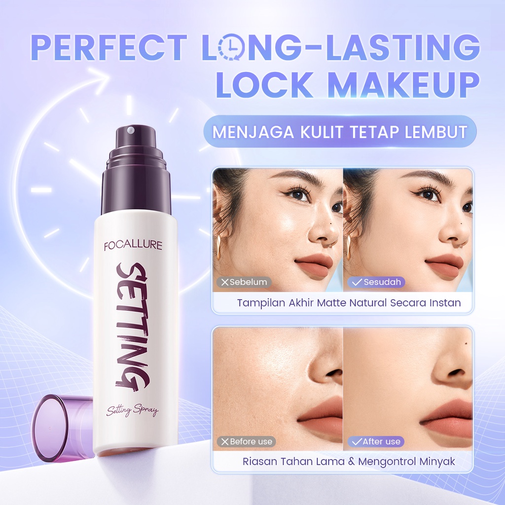 Focallure #PerfectLock Makeup Setting Spray Hydrating Long-lasting Moistizing Oil-control 9 Nourishing Ingredients Natural Matte Fine Mist Breathable Setting Spray FA352