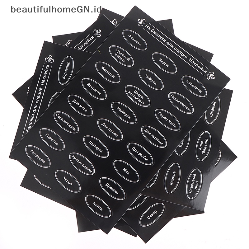 {Cantik} 120pcs Stiker Toples Penyimpanan Rempah/Herbal Dapat Decals Label Perekat Diri~