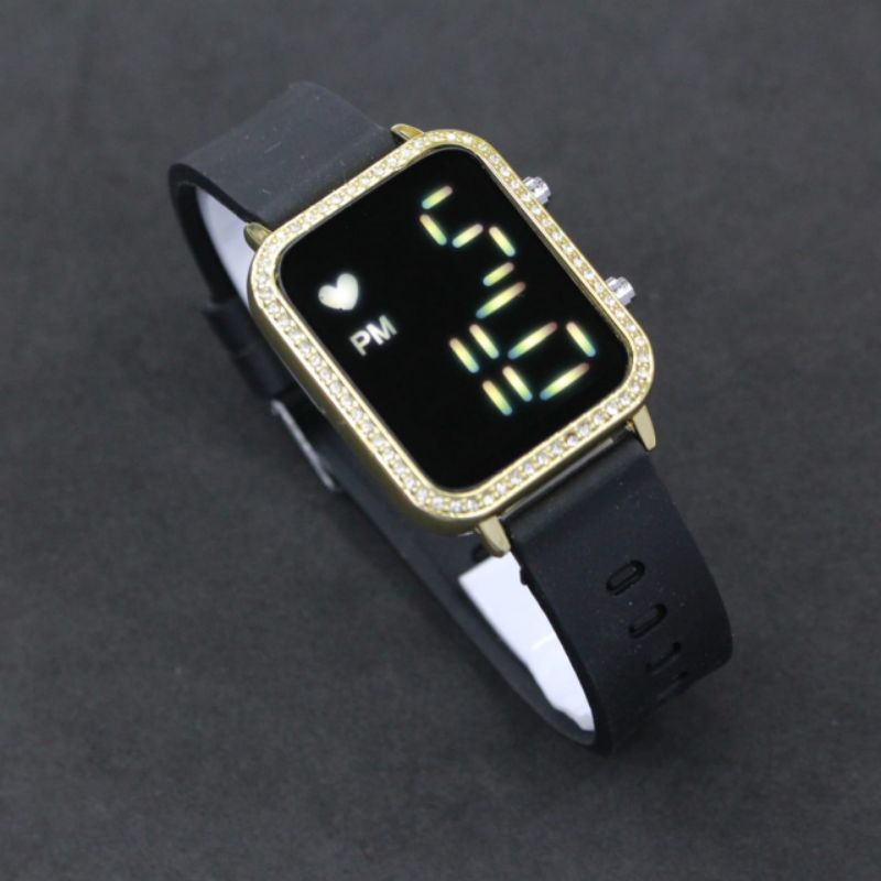 JAM TANGAN WANITA LED DIGITAL WATCH SEGI BERLIAN JSS 3647 TOP QUALITY TALI RUBBER SILICONE
