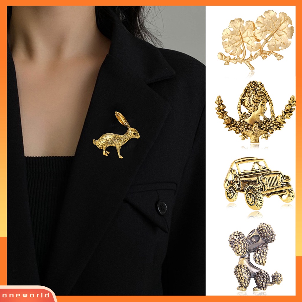 [ONE] Alloy Bros Retro Kelinci Anjing Sudut Ikan Daun Mobil Electroplating Dainty DIY Hadiah Emas Pria Wanita Bisnis Jas Kerah Pin Fashion Perhiasan