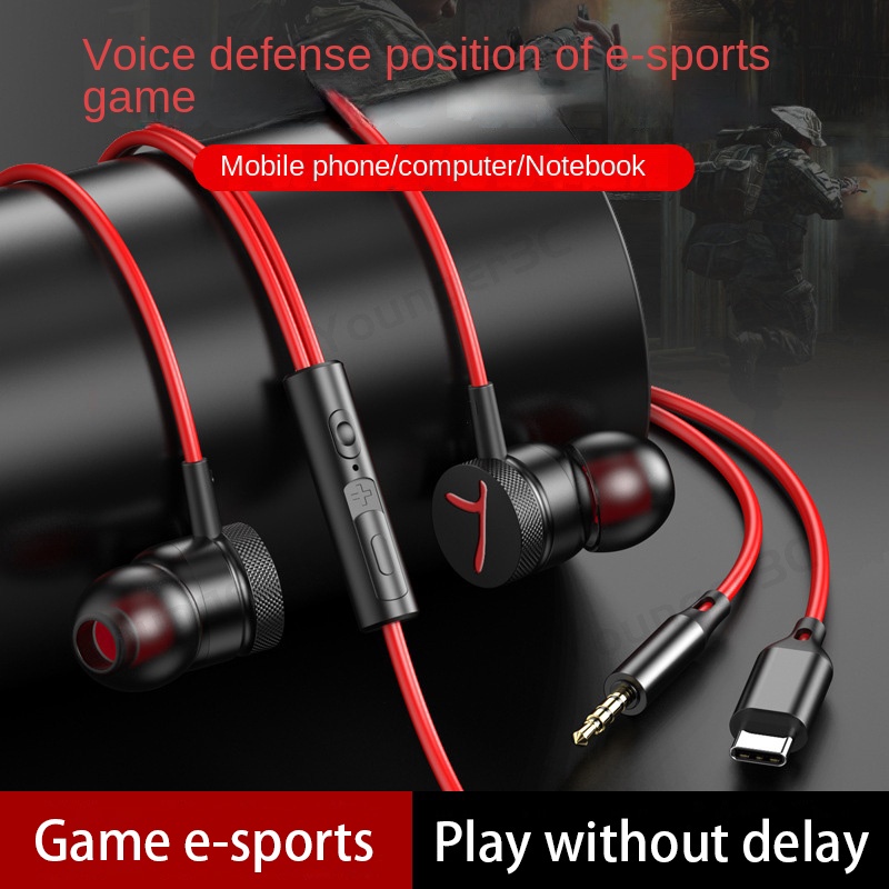 3.5mm In Ear Earphone Wired Type C Headphone Metal HiFi Bass Stereo Earbuds Untuk Gaming Musik Sport Headset Kabel Dengan Mikrofon