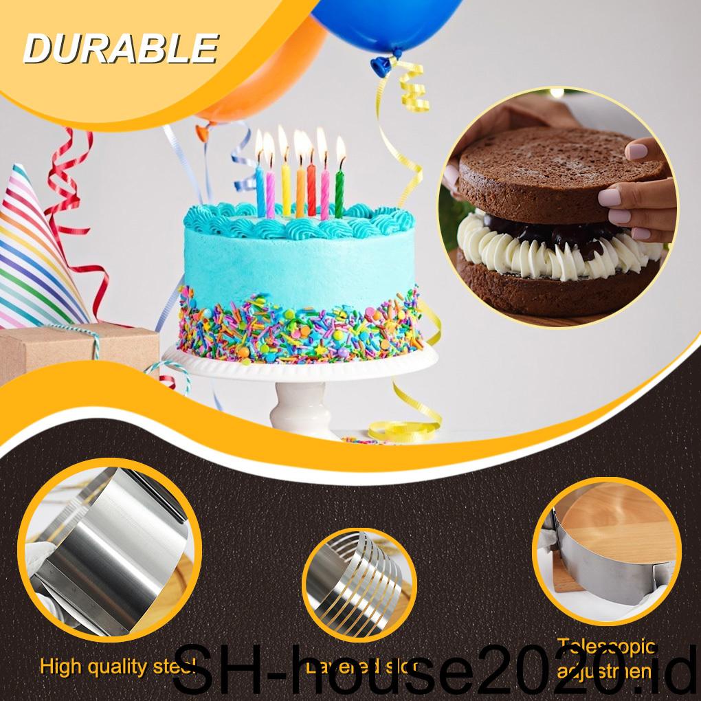 Round Adjustable Cake Slicer Ring Leveler Slicing Guide Alat Membuat Kue Kering Cokelat Aksesoris Baking Profesional