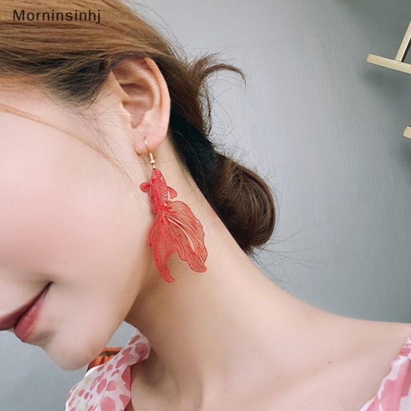 Mornin Fashion Anting Koi Liontin Berongga Ikan Mas Drop Earring Untuk Wanita Hadiah Perhiasan id