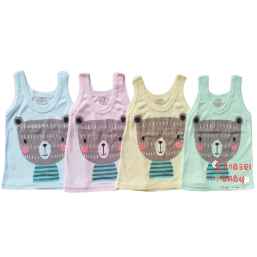 stoberi baby - KAOS SINGLET MOTIF WARNA ANAK kaos dalam oblong anak laki2 dan perempuan newborn-3thn