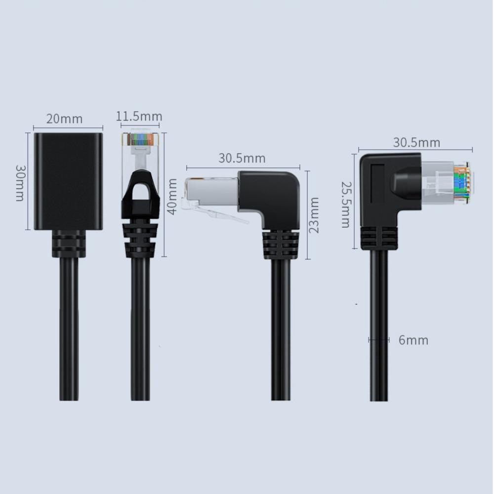 AUGUSTINA Kabel Ekstensi Jaringan Banyak Sudut Cat6 RJ45 90derajat Sudut Kanan Male To Female Kabel Jaringan Up /Down/Left/ Right Angle Cat6 Eterna Cord