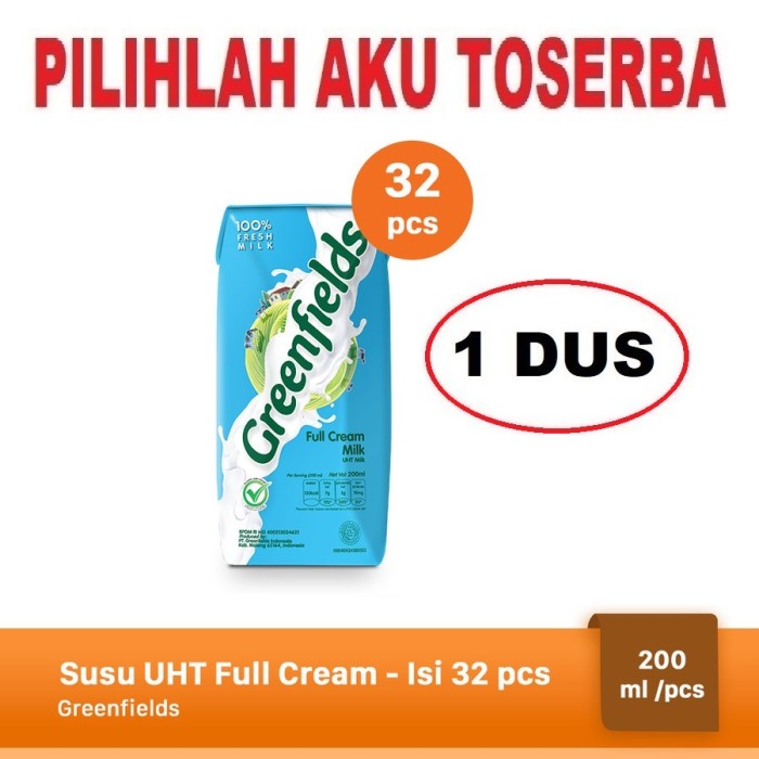 Susu Greenfields FULL CREAM 200 ml - ( HARGA 1 DUS ISI 32 )