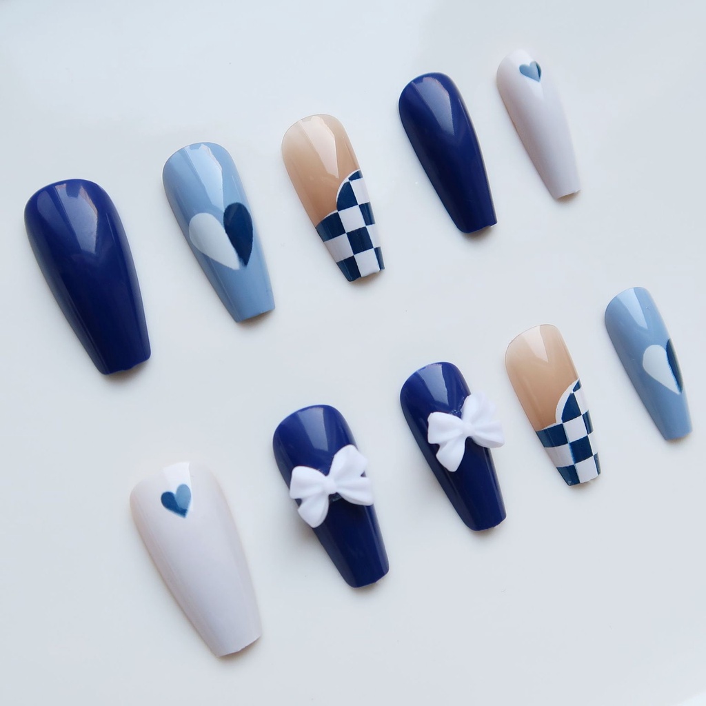 X60 24 Pcs DIY Kuku Palsu French Cool Finger Nail Art Stiker Kuku Palsu