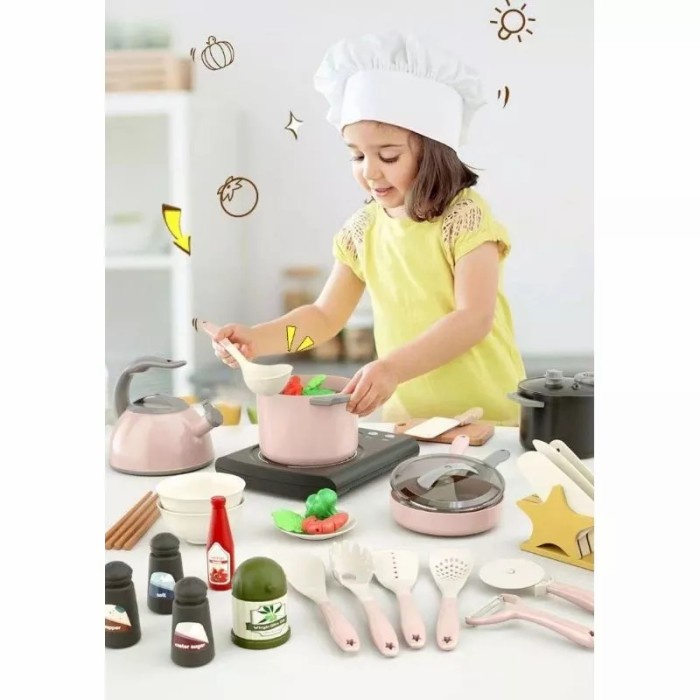 Elmart Mainan Masak Masakan Kitchen Set 31pc Playset Kids Cookware MM1