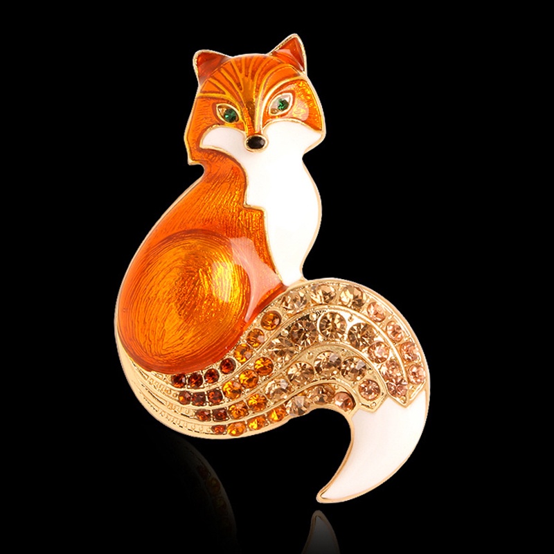 {rippleflower4.id} Bros Rubah Enamel Berlian Imitasi Untuk Wanita Pesta Hewan Bros Kausal Pin Hadiah~