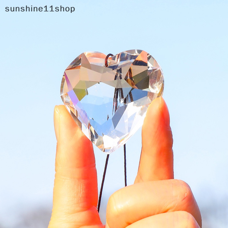 Sho Heart Sun Catcher Gantung Kristal Rain Suncatcher Mobil Pesona Kaca Patri Prisma Penangkap Matahari Jendela Taman Dekorasi N