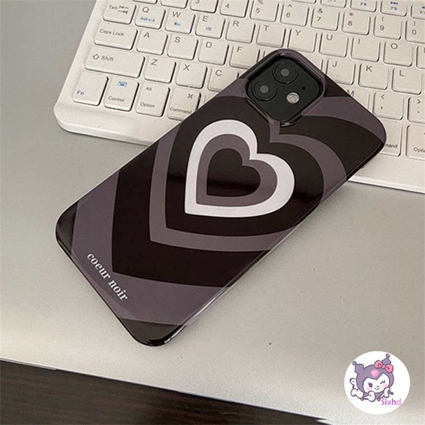 IPHONE Kompatibel Untuk Iphone14 13 12 11 Pro Max SE 2020 X Xr Xs Max8 7 6Plus Silikon Ins Hitam Cinta Hati Ponsel Case Lembut Anti Jatuh Pelindung TPU Cover