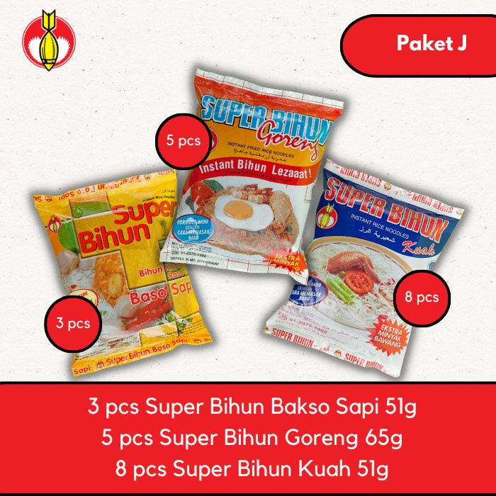 

Promo Bisa COD Paket J - Super Bihun Kuah (8 pcs) + Goreng (5 pcs) + Baso (3 pcs)