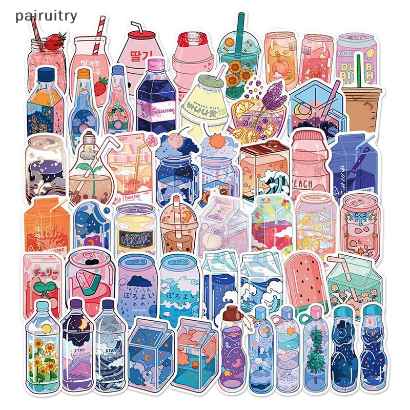 Prt 50PCS Lucu Botol Minum Stiker Kartun Decals Diary Scrapbook Laptop Ponsel Graffiti Sticker Koper DIY Kreatif Dekorasi PRT