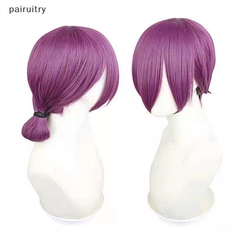 Prt Reze Cosplay Wig Anime Rantai Man Ungu Coklat Ponytail Rambut Pelucas Halloween PRT