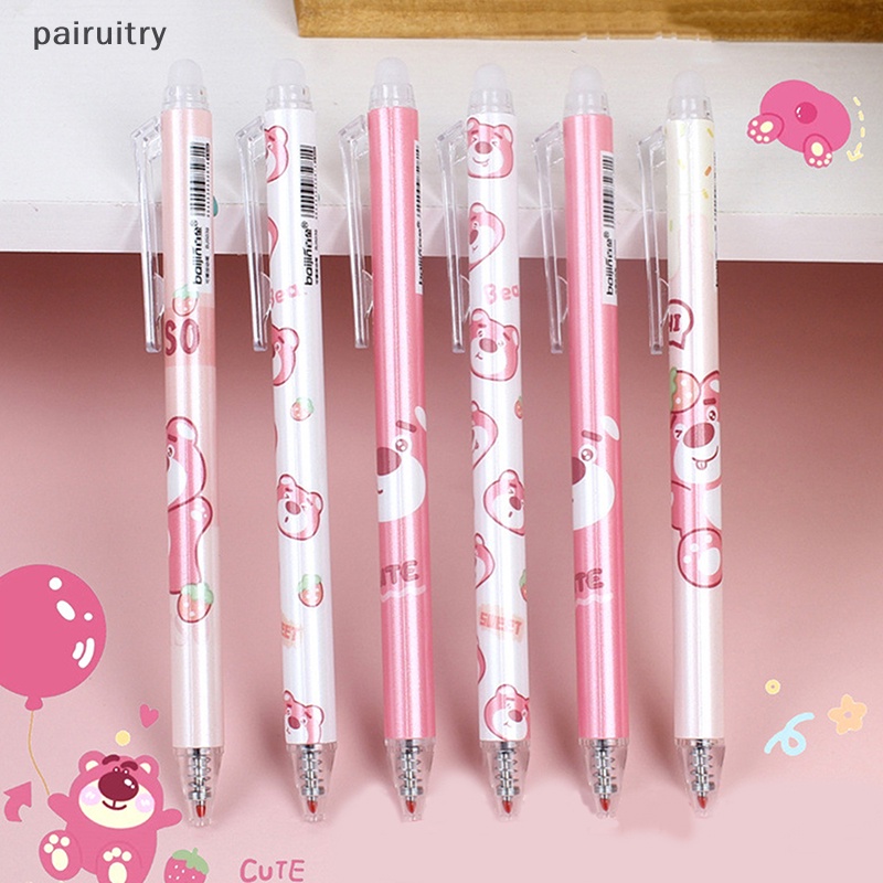 Prt Kartun Anime Press Gel Pen Set Dihapus Bolpen Tinta Hitam Biru Untuk Wrig Lucu Alat Tulis Untuk Perempuan PRT