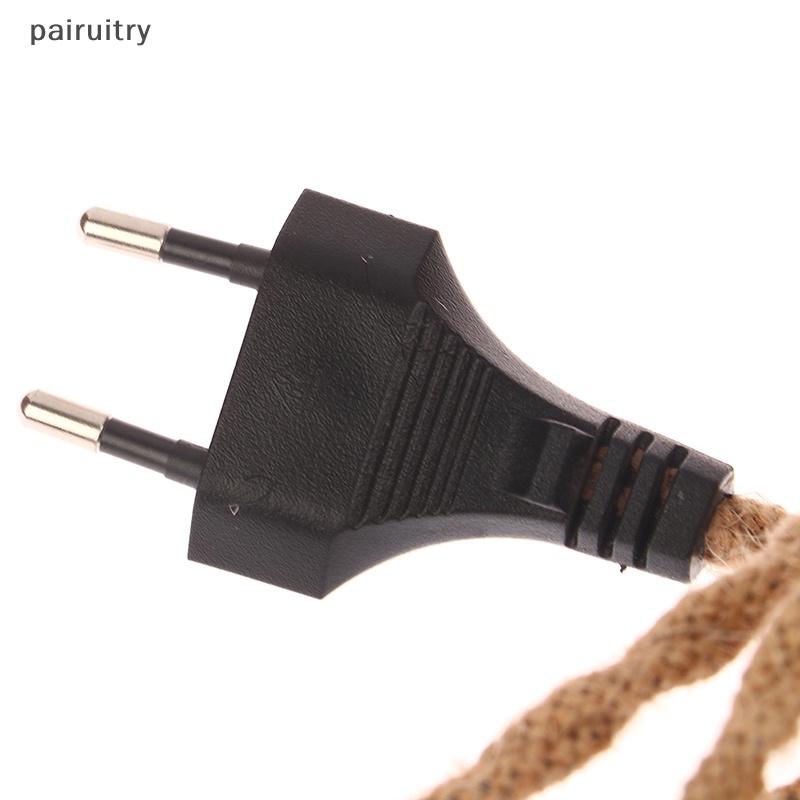 Prt Twisted Tali Rami Kabel Listrik EU Plug Retro Dua Melingkar Interpolasi Kabel Benang Saklar Kawat Untuk Lighg Dekorasi PRT