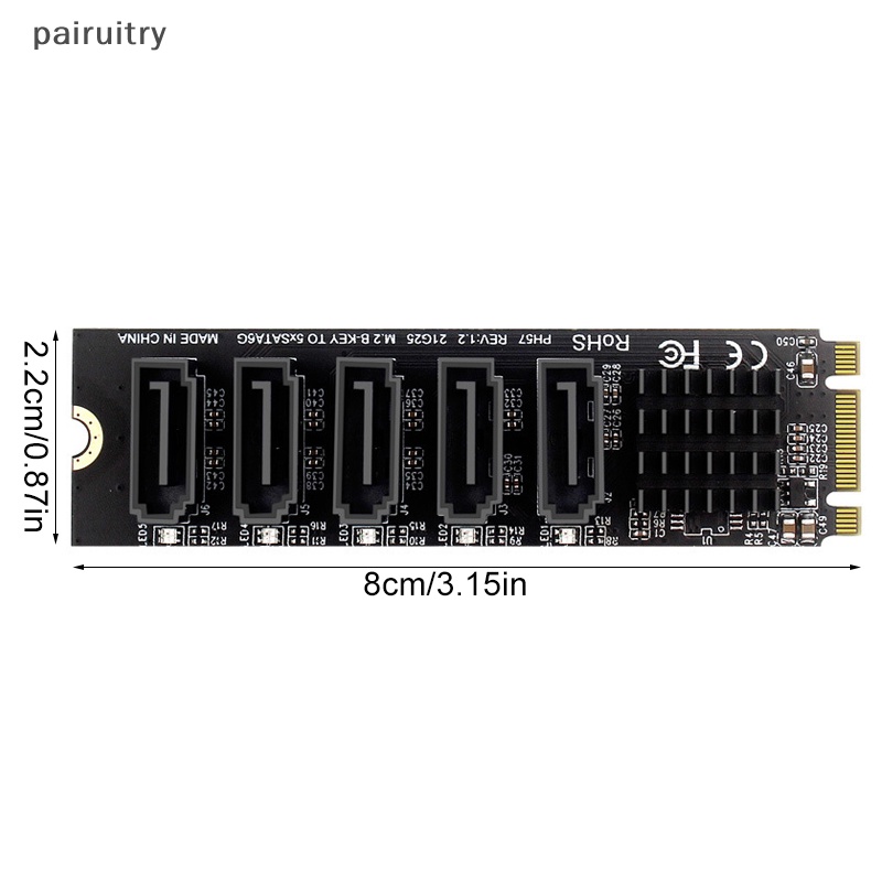 Prt M.2 NGFF B-Key SATA to SATA 3kartu Ekspanding 5port Kartu Ekspanding 6Gbps JMB575 PRT