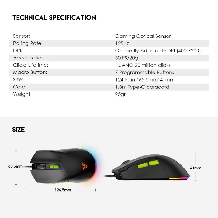 Fantech PHANTOM II VX6 Gaming Mouse Wired Macro 7D