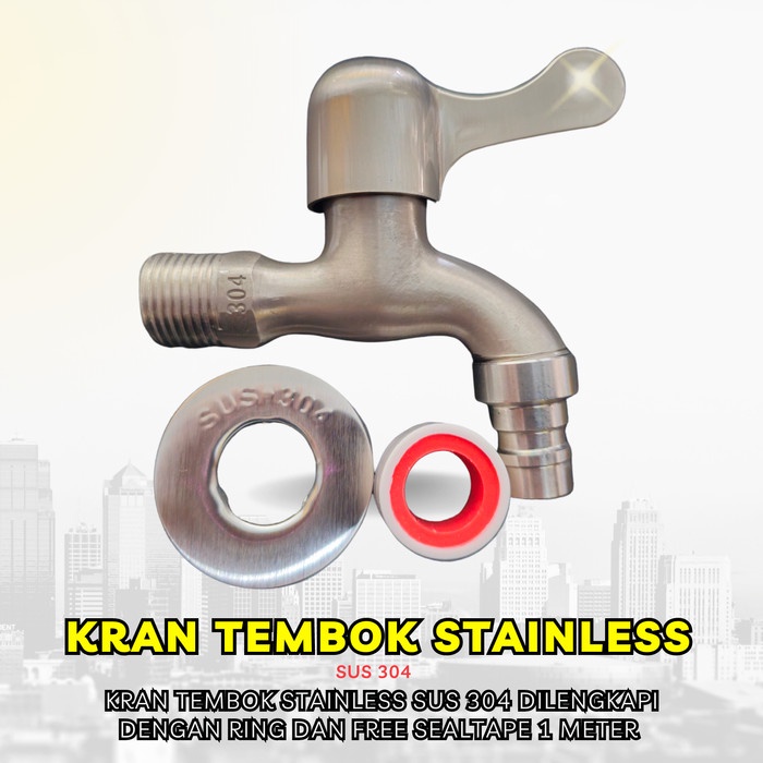 Kran Tembok Stainless 304 Air Keran Air SUS 304 Taman Cuci Bagus Awet Keran Kamar Mandi Tembok Bagus Stainless Steel