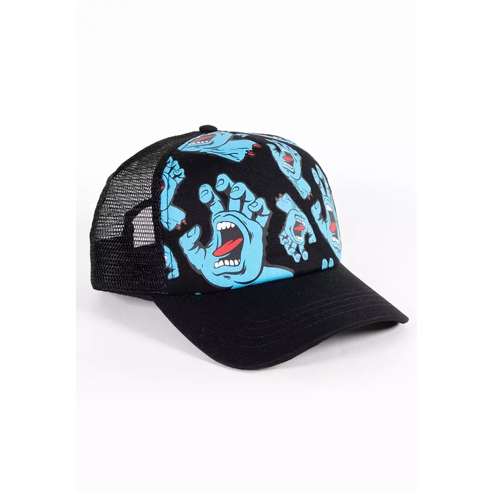 Santa Cruz Screaming Hand All Over Trucker Hat - Boys Size - Black