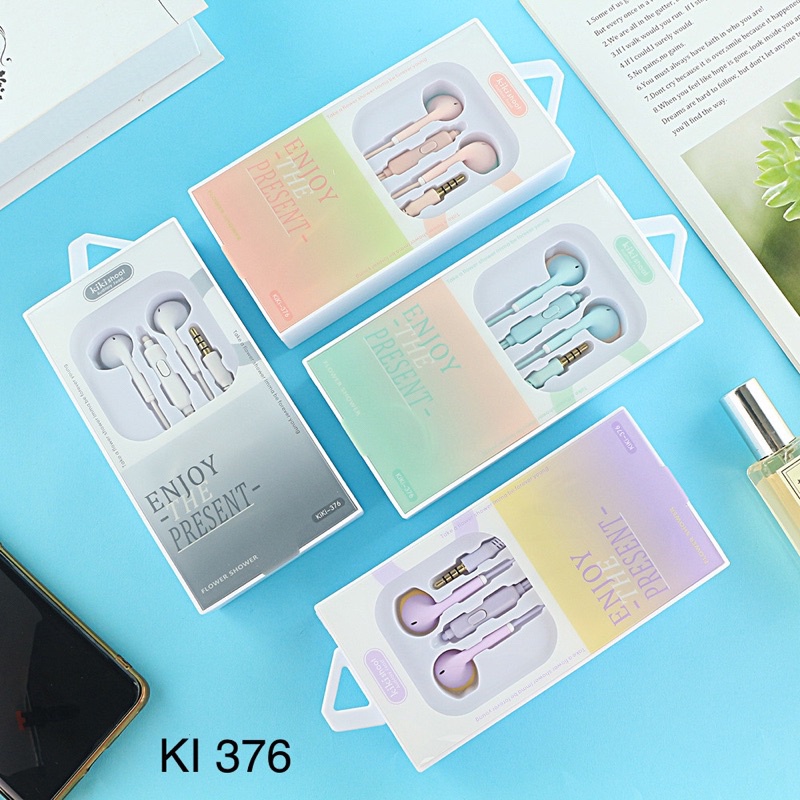 [ KI 376 ] Headset Earphone Music Enjoy Present  super Bass macaron