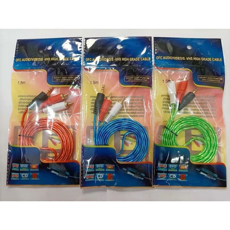 Kabel AUX AV 1x2 Jack 1.5m Audio Kabel Data AV 2in1 Original