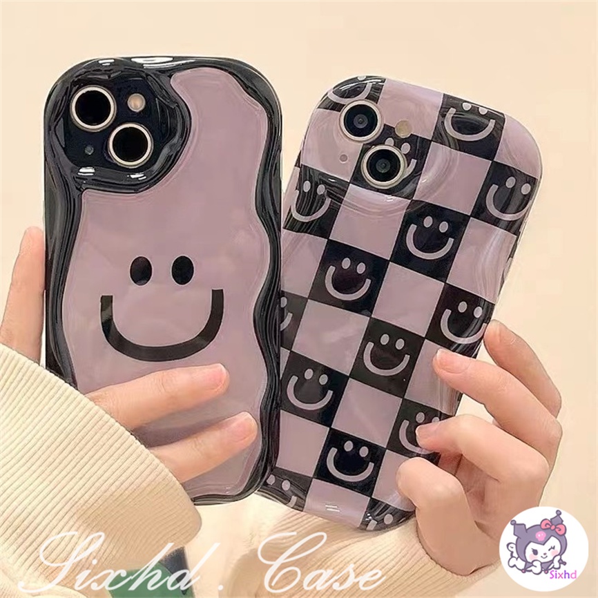 Samsung A14 A04e A12 A13 A24 A23 A22 A33 A50 A50s A30s A53 A54 A51 A52 A03s A02s A04 M12 M22 Simple Ins Smile Couple 3D Tepi Melengkung Gelombang Glossy Shockproof Casing Ponsel Soft Cover