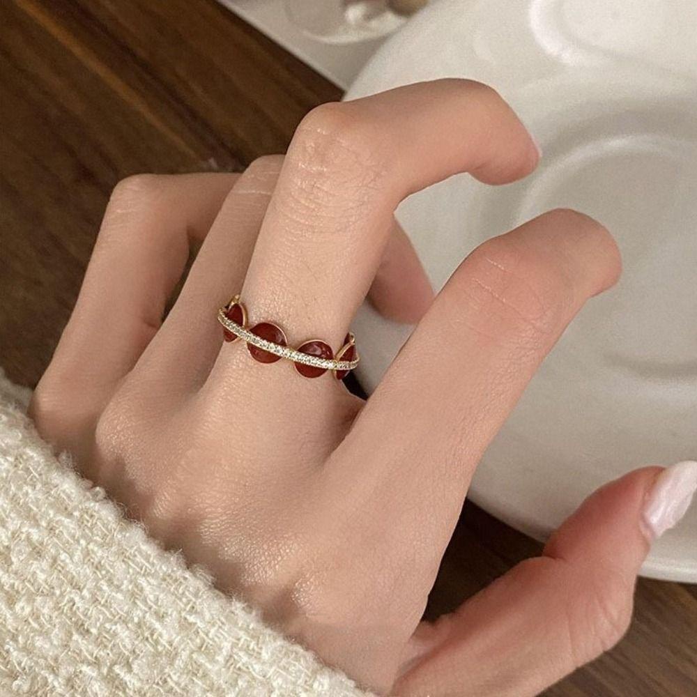 Mxbeauty Pembukaan Cincin Jari Pasangan Trendi Pesona Manis Indah Geometris Retro Adjustable Unisex Wanita Korea Ring