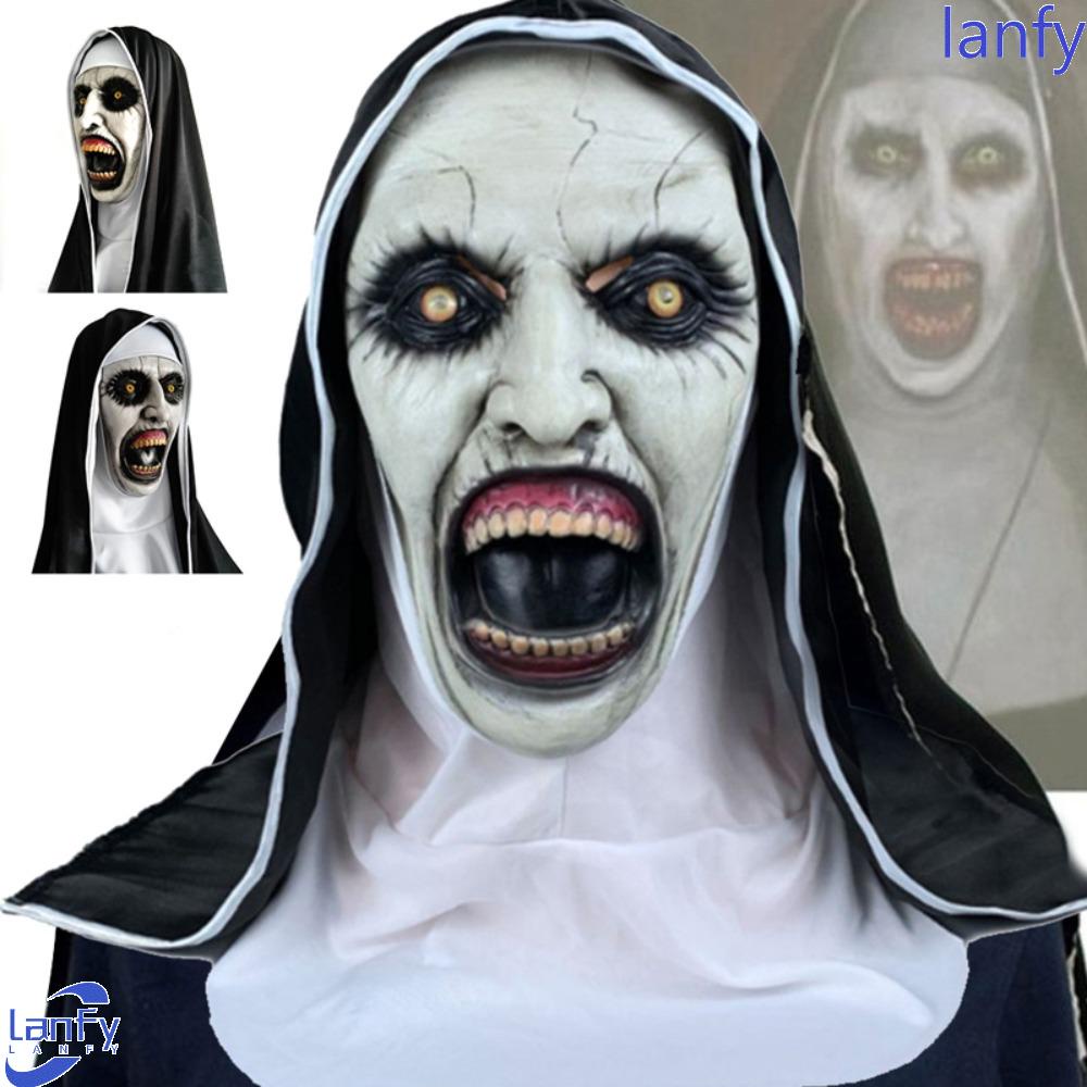 Lanfy Mengerikan Nun Topeng Lateks Kostum Alat Peraga Mainan Hadiah Costume Topeng Halloween Cosplay Prop Halloween Cosplay Evocation 2nun Topeng