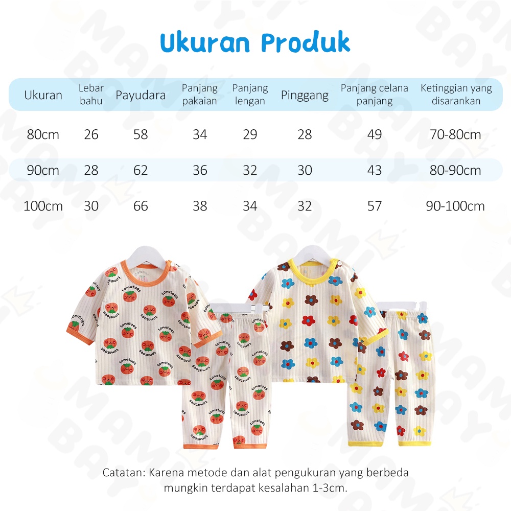 OKEYI Setalan Baju Tidur Anak Import Piyama Lengan Panjang Anak Bayi Lucu