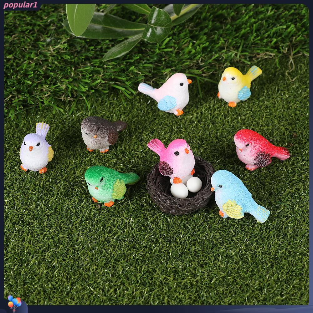 Populer Miniatur Patung Burung DIY Dekorasi Rumah Perlengkapan Taman Patung Mini Peri Kebun Mini Bird Micro Ornamen
