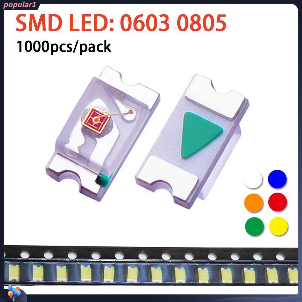 Populer 1000pcs SMD LED 1000pcs Elektronik DIY Merah Hijau Biru Putih06030805