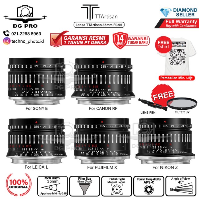 TTArtisan 35mm f0.95 Lens Canon RF Sony Fujifilm Nikon Z Leica L Mount - SONY E
